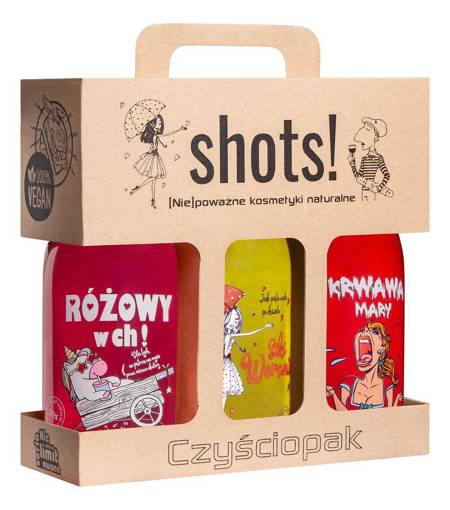 LAQ_SET Shots! Czyściopak żel pod prysznic dla kobiet Różowy w ch! 500ml + Siki Weroniki 500ml + Krwawa Mary 500ml