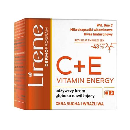 LIRENE_Dermoprogram Vitamin Energy C + E odżwyczy krem redukujący zmarszczki, głębowo nawilżający dla cery suchej i wrażliwej 50ml