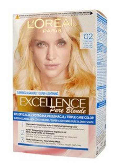 L'OREAL Excellence Pure Blonde 02 itin šviesi auksinė šviesiaplaukė