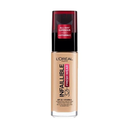 L'Oreal Infaillible 32H Fresh Wear Foundation ilgalaikis makiažo pagrindas iki veido 120 Vanilla 30ml