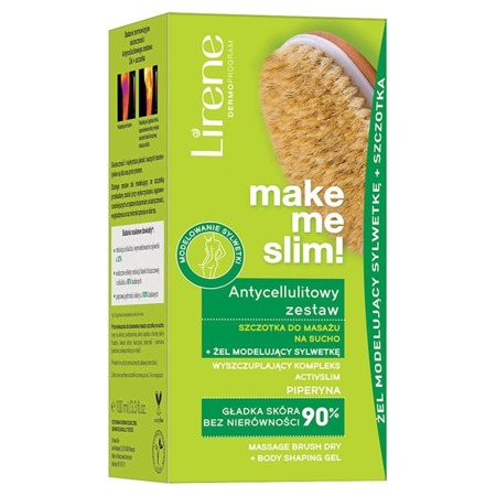 Lirene Make Me Slim! antycellulitowy zestaw szczotka do masażu na sucho + żel modelujący sylwetkę 100ml