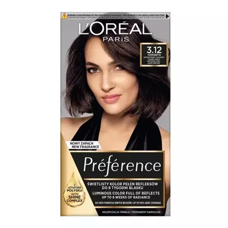 L'oreal Recital Preference plaukų dažai 3.12 Intense Cool Dark Brown