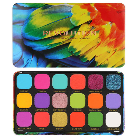 MAKEUP REVOLUTION Forever Flawless akių šešėlių paletė Birds Of Paradise akių šešėlių paletė19.8g