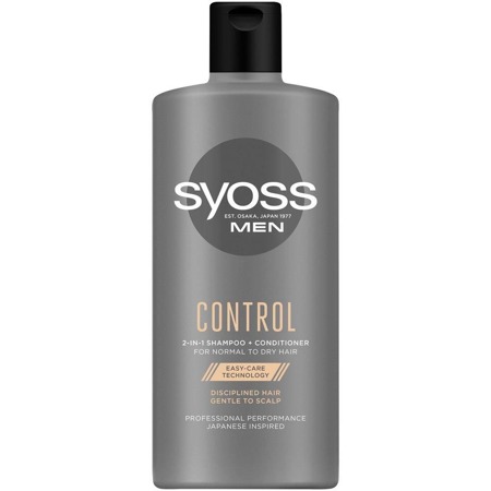 Men Control 2in1 šampūnas + kondicionierius disciplinuojantis šampūnas normaliems ir sausiems plaukams 440ml