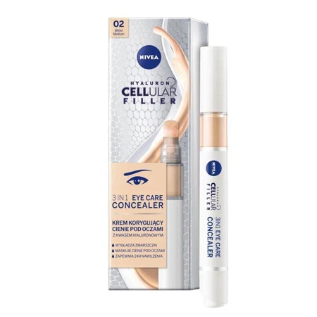 NIVEA Hyaluron Cellular Filler 3In1 Eye Care Concealer 02 Medium 4ml