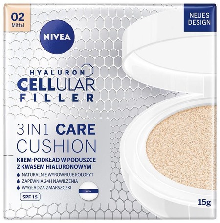 NIVEA Hyaluron Cellular Filler 3in1 Care Cushion SPF15 02 Medium 15g