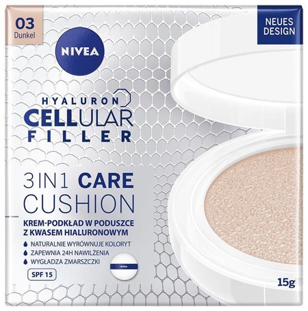 NIVEA Hyaluron Cellular Filler 3in1 Care Cushion SPF15 03 Dark 15g