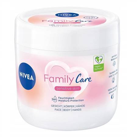 NIVEA_Family Care Sensitive Skin lengvas drėkinamasis kremas veidui, kūnui ir rankoms 450ml