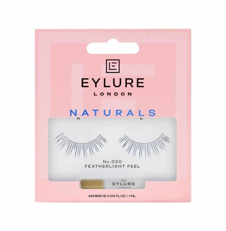 Naturals Lashes dirbtinės blakstienos su klijais natūralus efektas Nr. 020