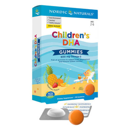 Nordic Naturals Children's DHA Gummies 600 mg Omega-3 30 tropinių vaisių skonio gelių