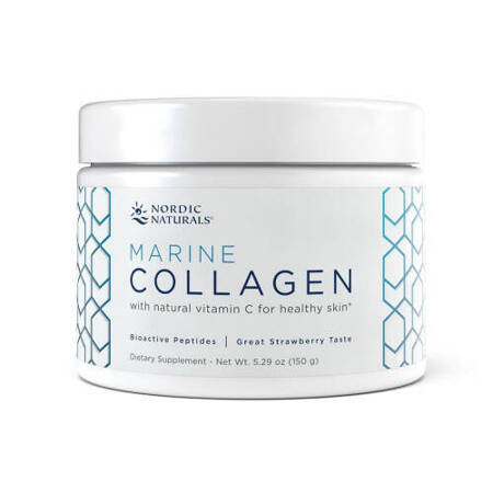 Nordic Naturals Marine Collagen natūralus kolagenas su bioaktyviais peptidais 150g braškių skonio milteliai