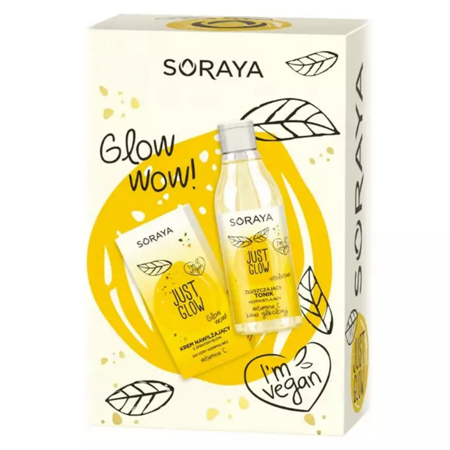 SORAYA Just Glow drėkinamasis kremas normaliai odai 50ml + šveičiamasis šviesinantis tonikas 150ml