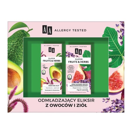 Super Fruits & Herbs dieninio ir naktinio kremo nuo raukšlių rinkinys 50ml + akių kremas 15ml