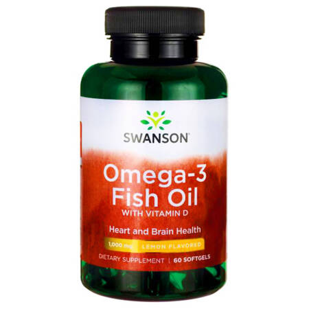 Swanson Omega-3 riebalų rūgštys 60 kapsulių citrinų skonio