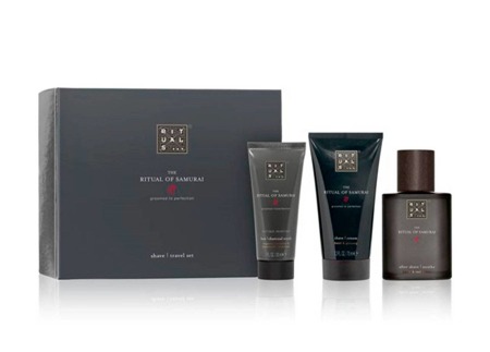 The Ritual of Samurai Kelioninis skutimosi kremas 70ml + veido šveitiklis 30ml + balzamas po skutimosi 30ml