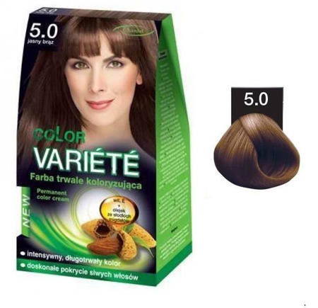 Variete Color Permanent Color Kreminiai permanentiniai dažai 5.0 Light Brown 50g