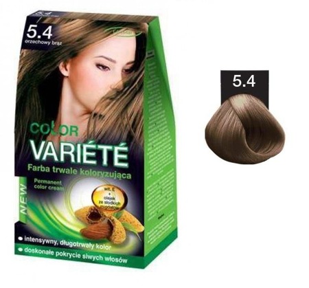 Variete Color Permanent Color kreminiai permanentiniai dažai 5.4 Riešutinė ruda 50g