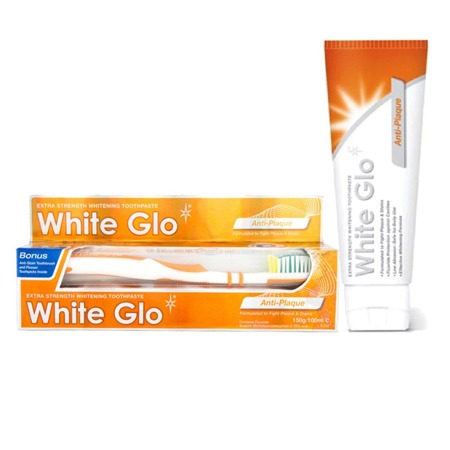 WHITE GLO Anti-Plaque 100ml + šepetėlis