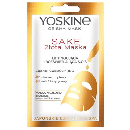 YOSKINE Sake Golden pakeliamoji ir skaistinamoji kaukė S.O.S 20ml