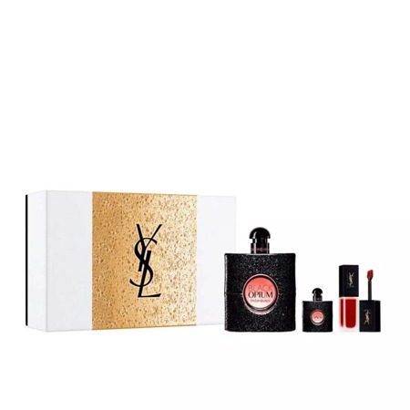 YVES SAINT LAURENT Opium Black EDP 90ml + EDP 7,5ml + Tatouage Couture lūpų dažai Velvet 206